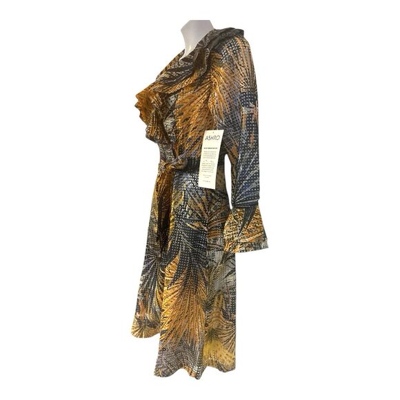 ASHRO Ruffle Wrap A-Line Desk to Dinner Cocktail Party Guest Career Church Dress - Picture 8 of 16